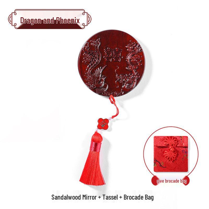 Red Portable Wedding Mirrors: Small Round Mirror for Bride s Chest or Neck, Perfect for Dowry and Marriage Celebrations.
