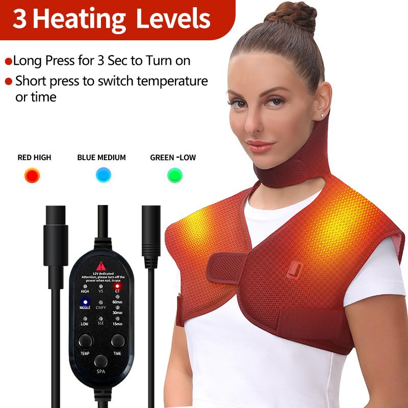 Electric Heated Shoulder Back Massage Protector Fits Neck/Shoulders/Back Winter Warm Shawl Back Soreness Relief Cold Resistance