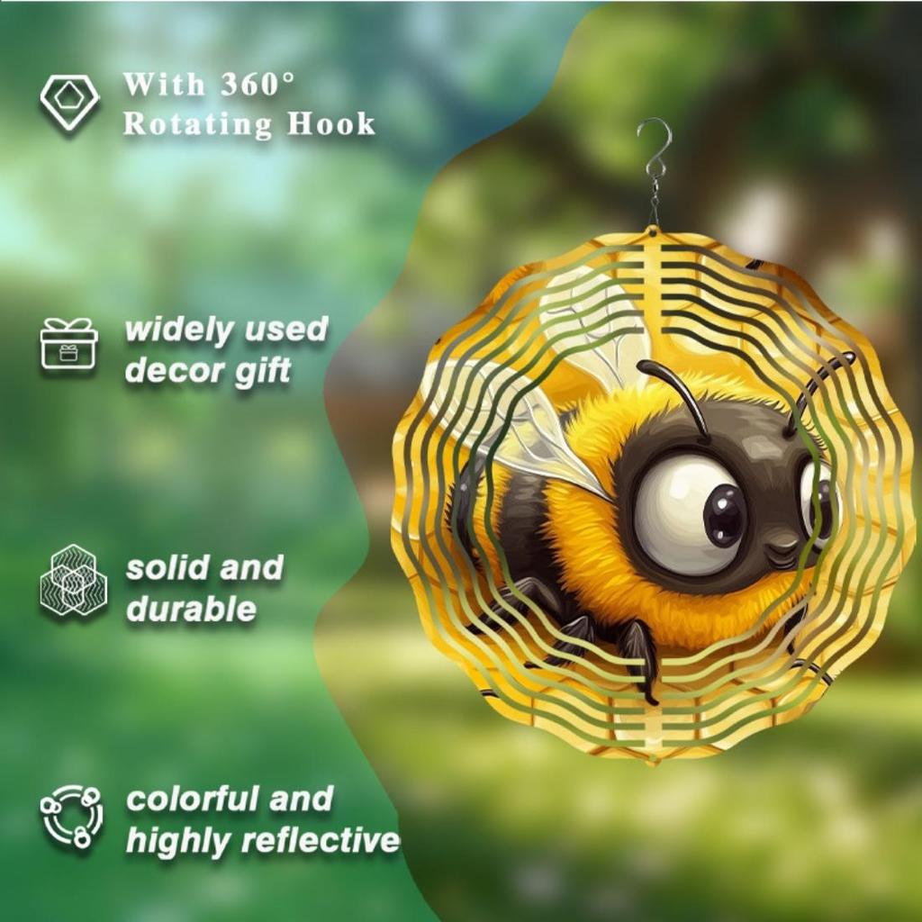 A Bee-Shaped Wind Spinner, Christmas Decorative Gifts, A 2D Kinetic Wind Spinner Gift, Metal Wind Spinners for Outdoor and Indoor Decor for Wives
