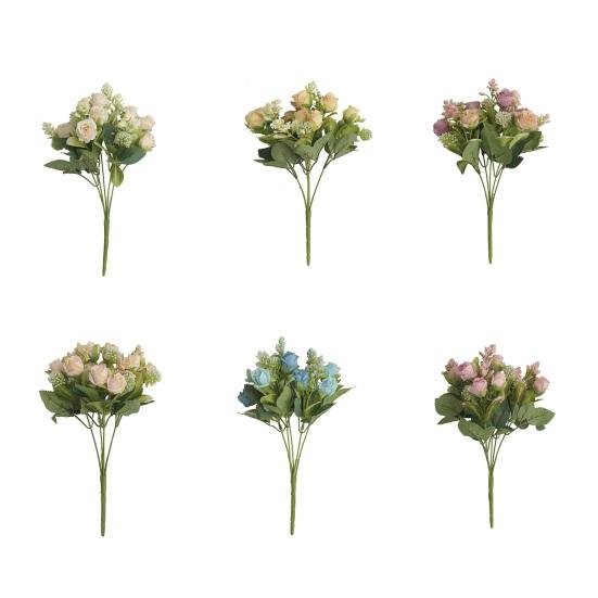 Bouquet di rose finte Forniture per la casa realistiche con stelo 15 teste Decorazioni per il soggiorno Fiore di simulazione Attraente fai-da-te