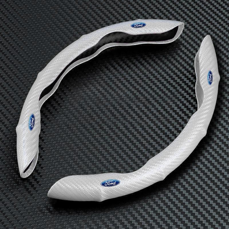 2pcs Car Accessories Carbon Fiber Non-Slip Steering Wheel Cover For Ford Focus Mondeo Kuga Fiesta MK7 Escort Explorer Edge 2 4 MK2 MK4