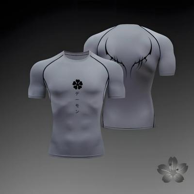 Homens Compressão Camisa Anime Esporte Secagem Rápida Ginásio Camisetas Fitness Atlético Undershirts Elasticidade Y2K Tops Tee Verão Outono Masculino