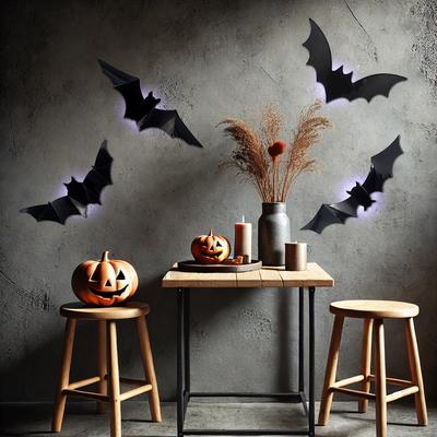 48 PCs Halloween Sticky Decals Glow In The Dark Bats Decorations Wall Stickers for Halloween Party Bedroom Window Decorations