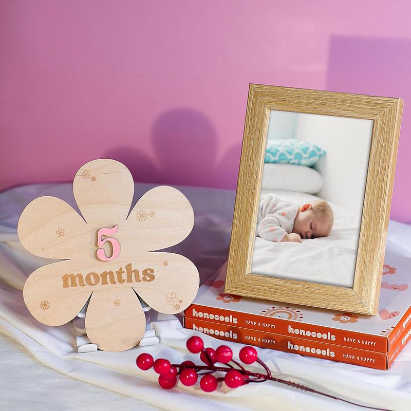 Newborn Flower Photography Accessories Newborn Photography Props Baby Accessories Milestone Wooden Sticker Shooting Props Gifts