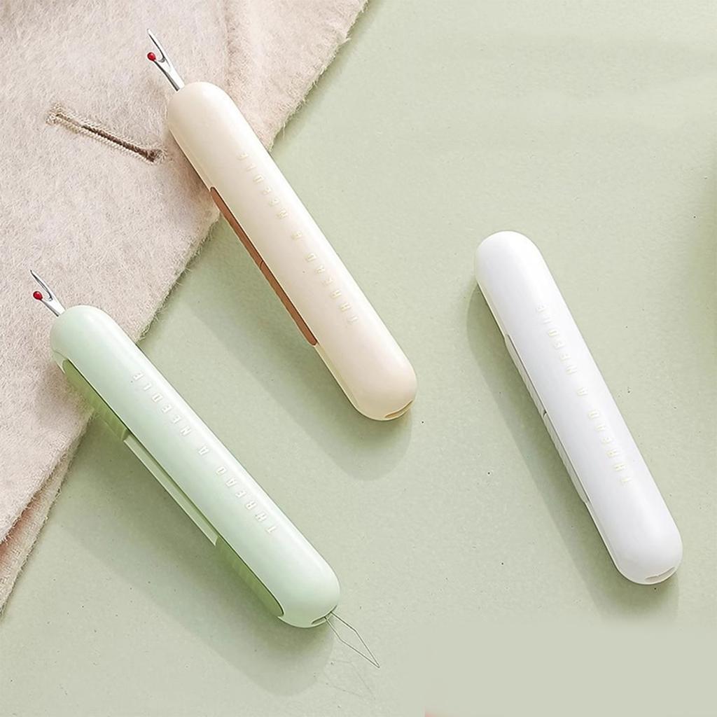 2-in-1 Nadeleinfädler und Nahttrenner Einziehbarer Nahttrenner Einfädelhilfe Nähzubehör zum Stricken Quilten Basteln