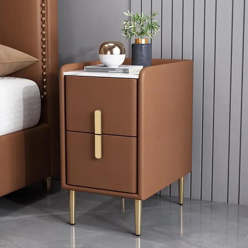 Nordic Light Luxury Modern Solid Wood Bedside Table Cabinet Free Installation Mini Bedroom Multi-layer Shelf Storage Cabinet