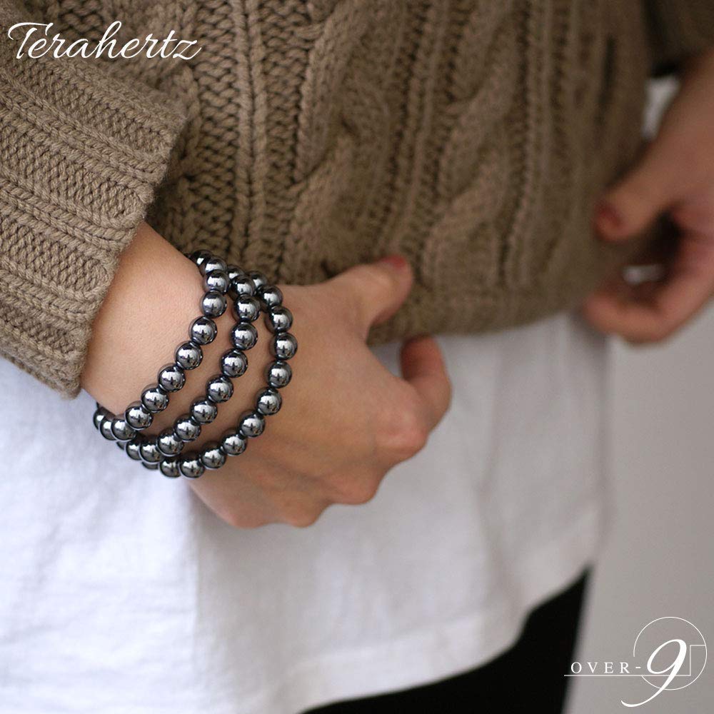 Terahertz Mineral Easy to Put on and Take Elastic Elastic Round Raw Power Natural Ultra Far Health 60cm Neck [OVER-9] Necklace, 8mm, Off, Band, Bead,