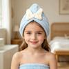 Touca Seca Cabelo Infantil Super Absorvente Secagem Rápida Envoltório de Toalha de Cabelo com Botão Laço Fofo Turbante Anti-Frizz para Meninas Cabelo Longo