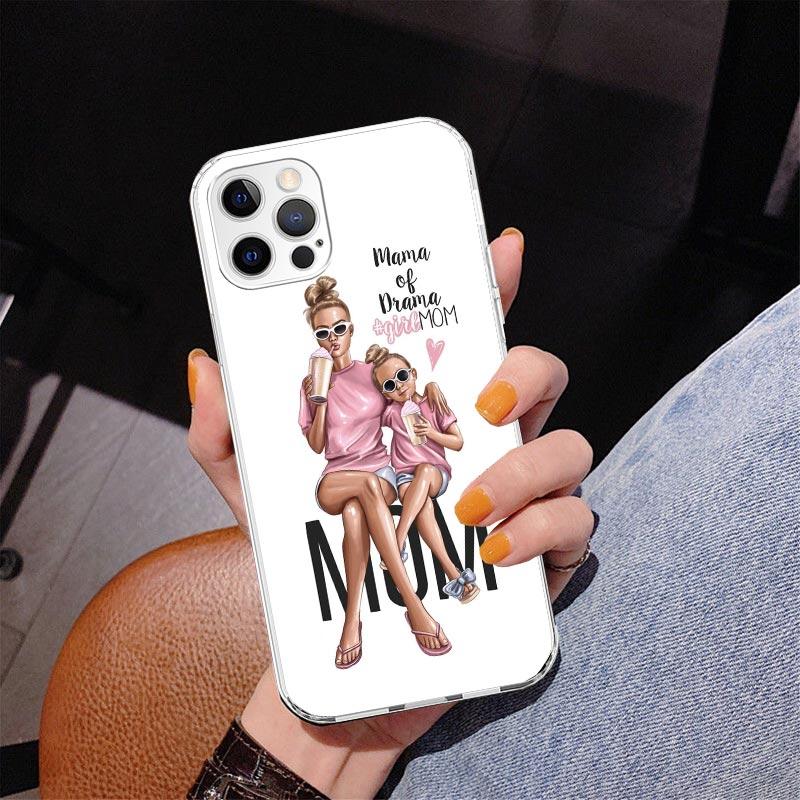 Baby Mom Girls Phone Case For iPhone 17 Air 16 Pro Max 16E 15 + 14 Plus 11 12 13 Mini 7 8 SE Gift Print Cover Fundas 17 Air 16 P