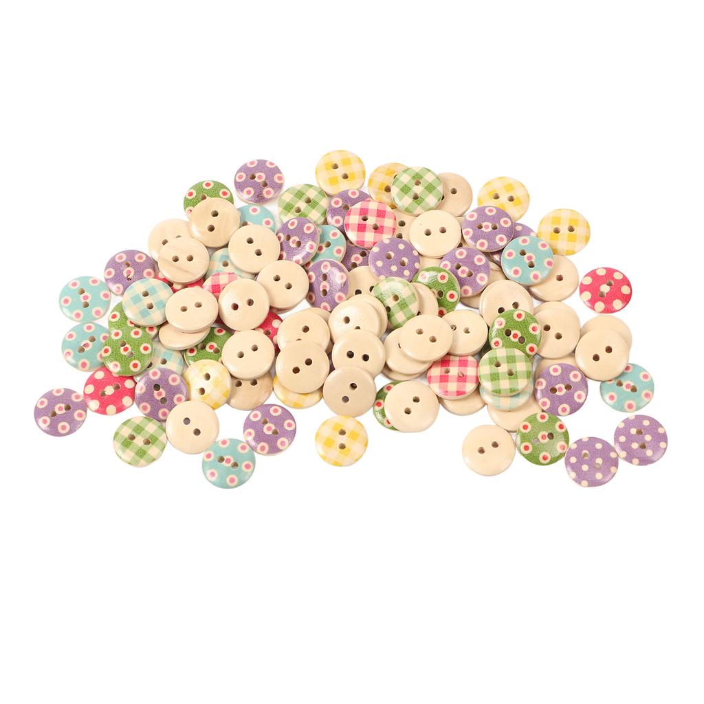 500PCS Wooden Button Multipurpose Fashionable Primary Color Base 2 Holes Decorative Sewing Button for Craft Supplies