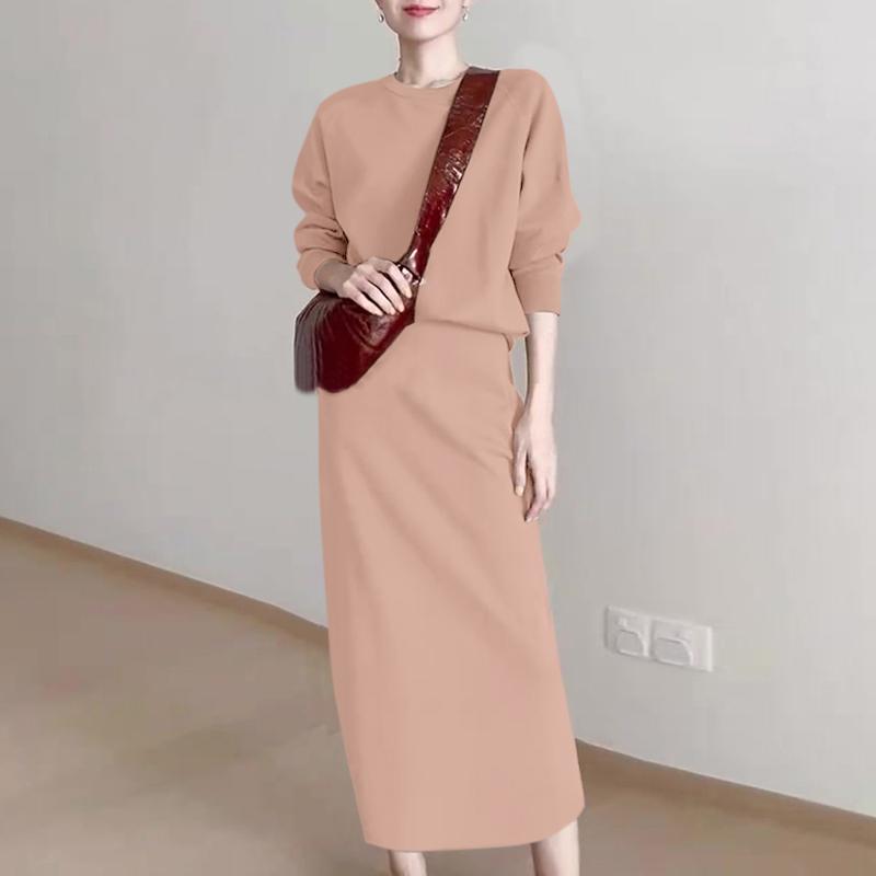 

ZANZEA Женский пуловер, толстовка и юбка, повседневный комплект из двух предметов 4XL розовый