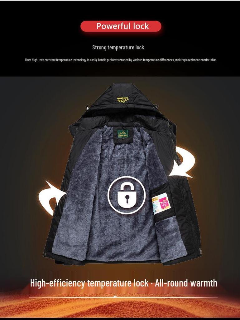 9XL Plus Size Outdoor Winter Jacket: Thick, Windproof, Fleece-Lined for Fishing, Mountaineering, Cycling.