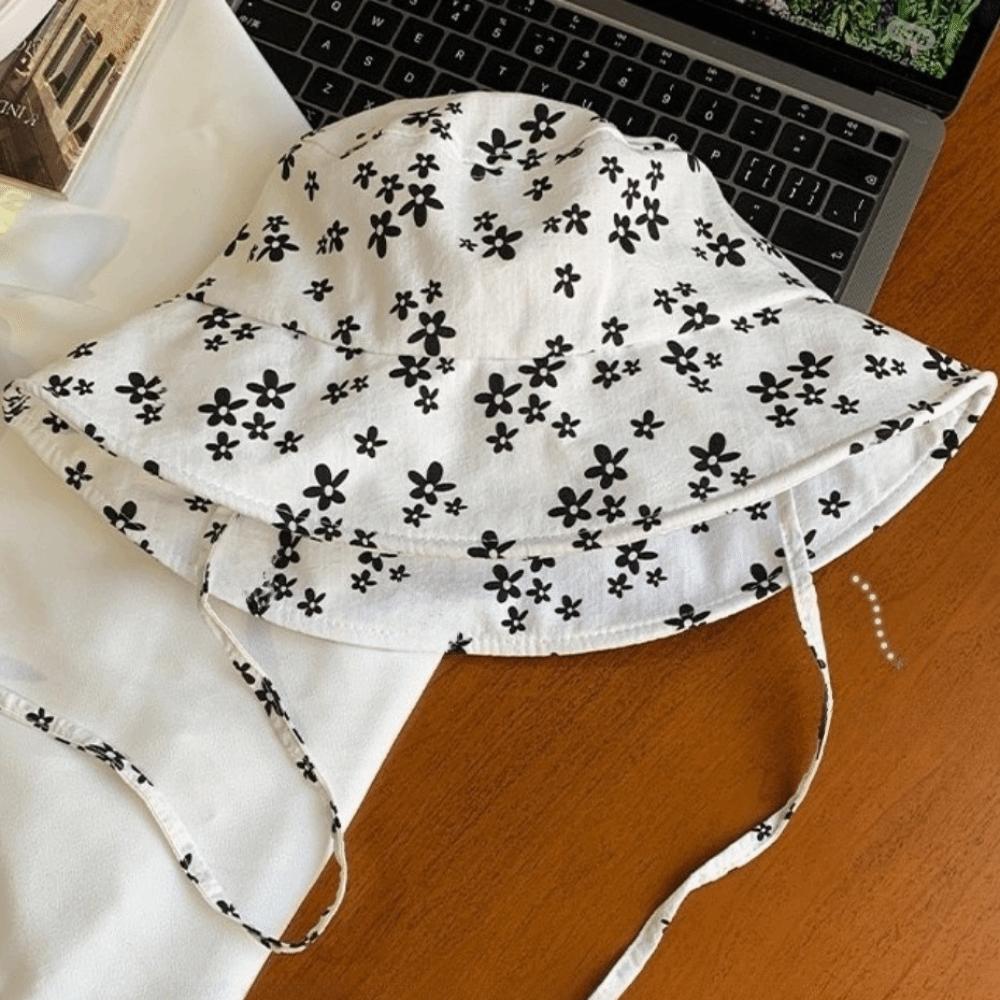 Wide Brim Floral Print Bucket Hat Double Sided Sun Hat Versatile Panama Hat Sun Protection
