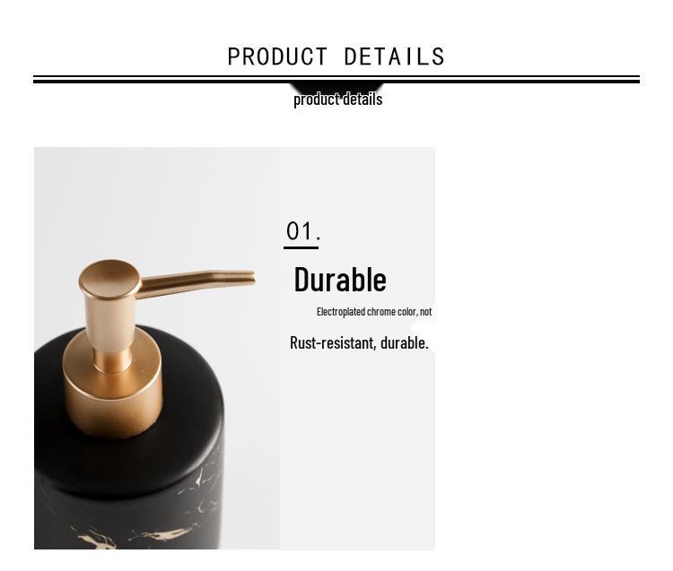 Gold Marble Ceramic Dispenser for Liquid Soap, Gel, or Shampoo