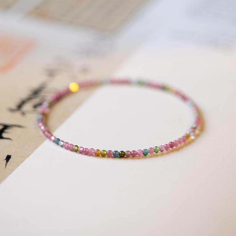 Women's Natural Tourmaline Non-Fading Beaded Bracelet: Washable, Stackable, Fresh, Sweet Style