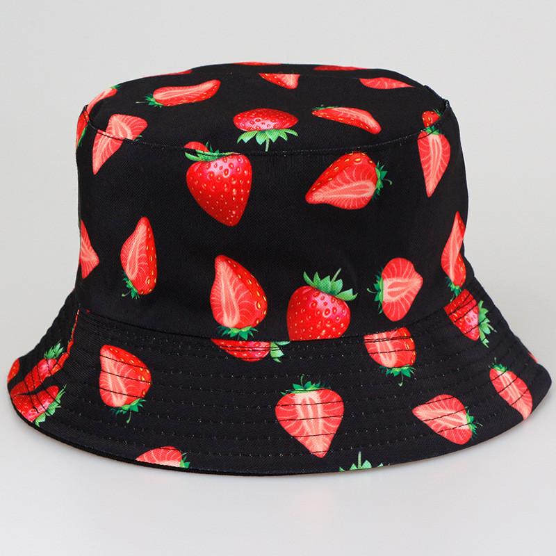 Tropical Fruits Reversible Fisherman Hat In Polyester For Summer Outdoor Sun Protection Characters Included)