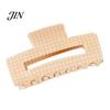 Hair Claw Clip Back Head Claw, Hollow Square Large Clip, Plaid Print Medium Anti-Slip Teeth Accessory for Daily Wear High Hardness