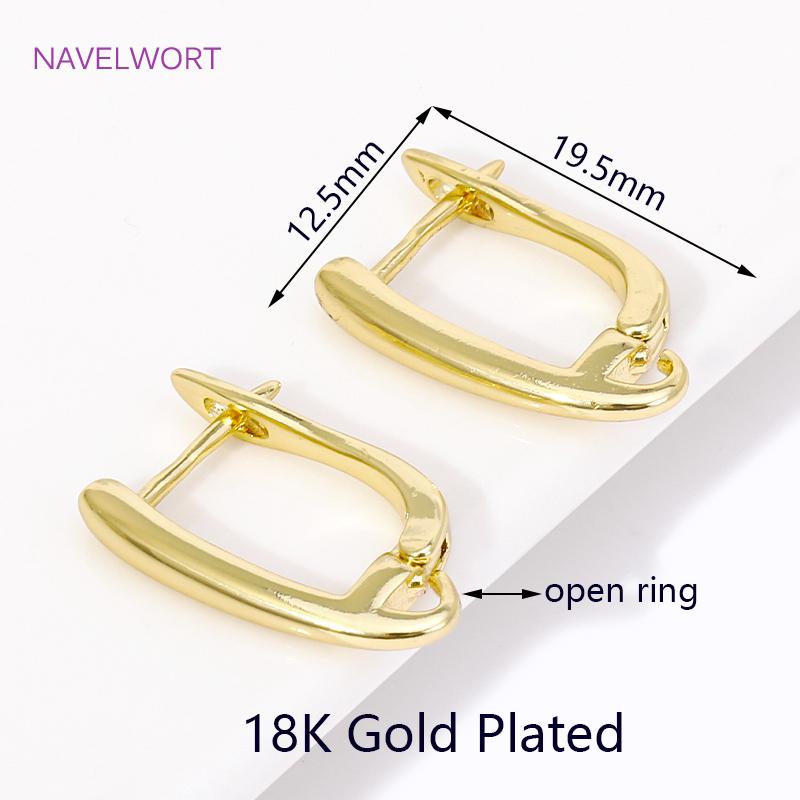 DIY Earring Making Accessories 18K Gold Plated Smooth Earring Hook Clasps Brass Metal Earwires Hooks,Jewelry Making Supplies