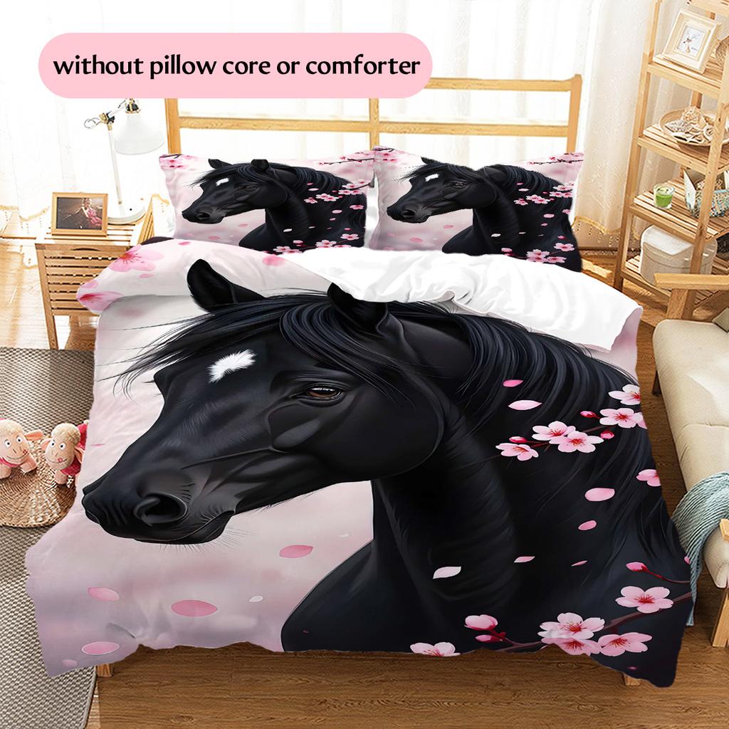 1PC Horse Bedding Quilt Set Quilt Cover Pillowcase Home Decoration Birthday Gift (1 * Duvet Cover + 15 * Pillowcase, Without Core)