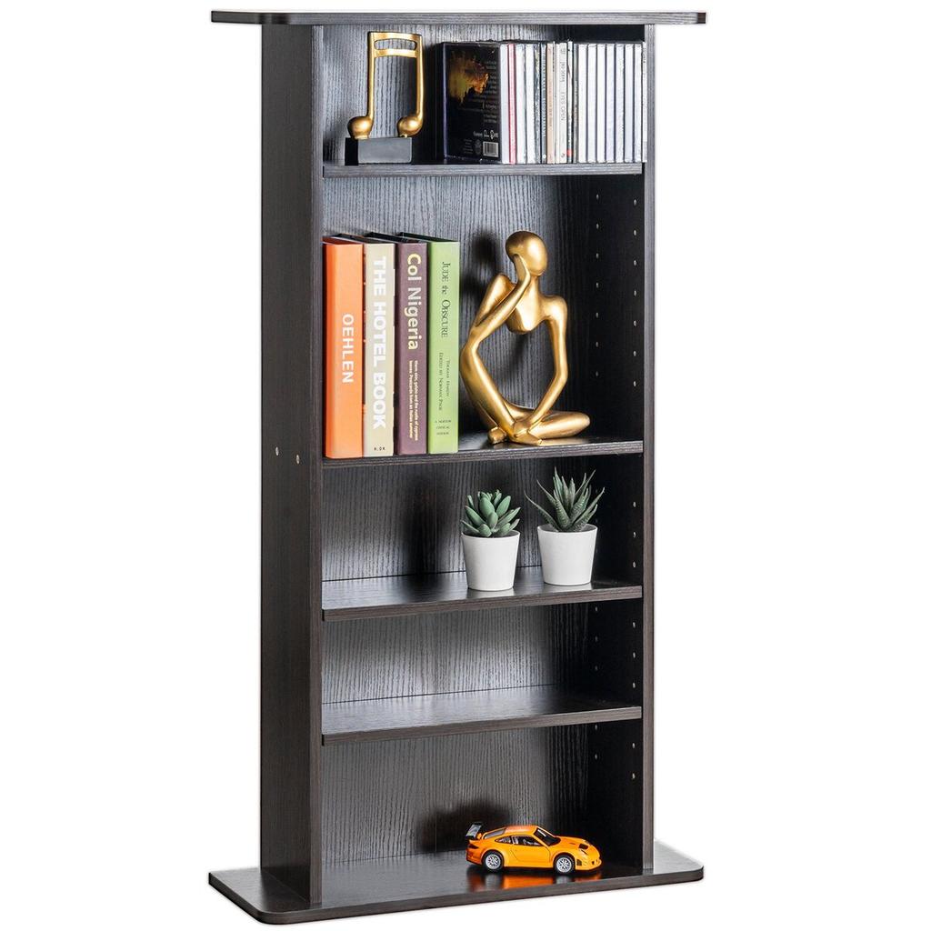 Media Storage Cabinet 5 Layers Adjustable DVD Shelves 240 CDs Espresso
