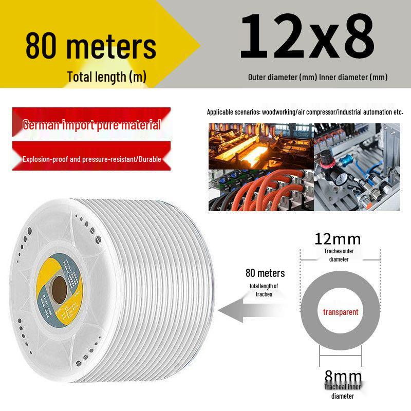 Transparent High-Pressure Explosion-Proof PU Air Hose for Air Compressors (Sizes: 6/8/10/12/14/16mm)