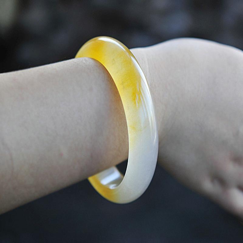 Brățară de 15MM din Jad Dragon Galben de Specie Icy Natural, cu Farmec la Modă Floare Pluteitoare, Brățară Smarald, Brățară Jad Cadou pentru Femei