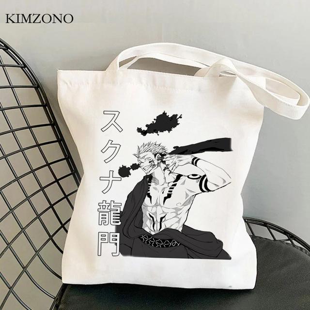 Jujutsu Kaisen Einkaufstasche Bolsas de Tela Handtasche Baumwolle Canvas Bolso Shopper Bag Net wiederverwendbare Bolsa Compra Sacola Custom