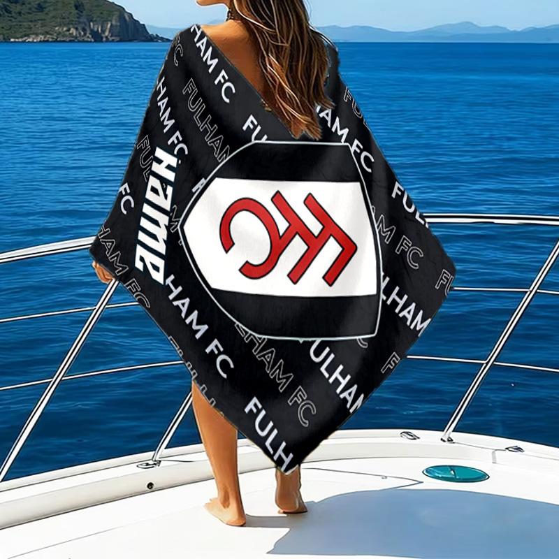 1PC Custom Name Beach Towel Fulham FC Crest Beach Towel, Suitable for Camping, Travel, Beach Accessories, Super Absorbent, Family Gift