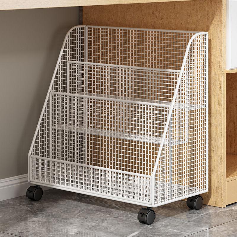 Large Book Library Cart Mobile Iron Document Bookcase Rack Picture Underdesk Storage Bookshelf Holder Children Room Organizer