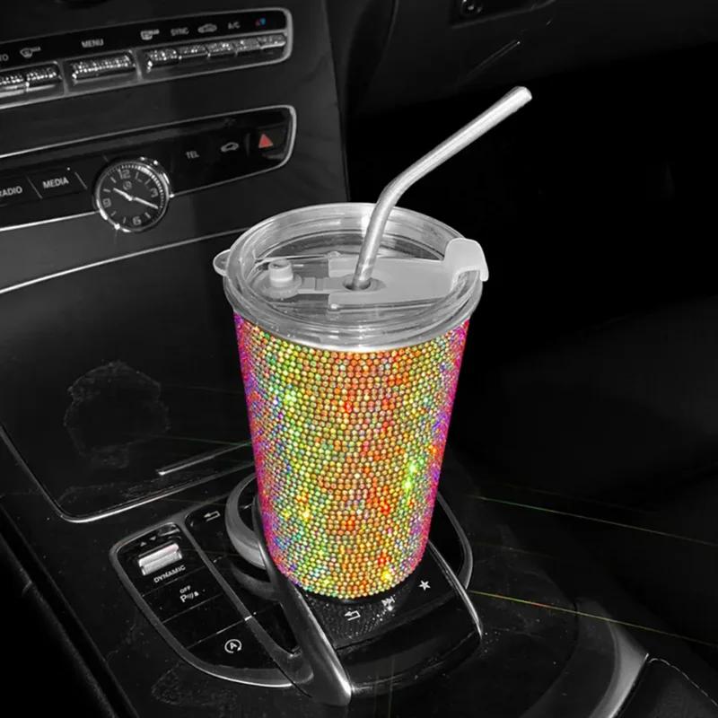 Bling Diamond din oțel inoxidabil ceașcă cu apă pentru mașină 550 ml ceașcă de cafea pentru băuturi pentru femei Accesorii interioare auto pentru mașină acasă la birou