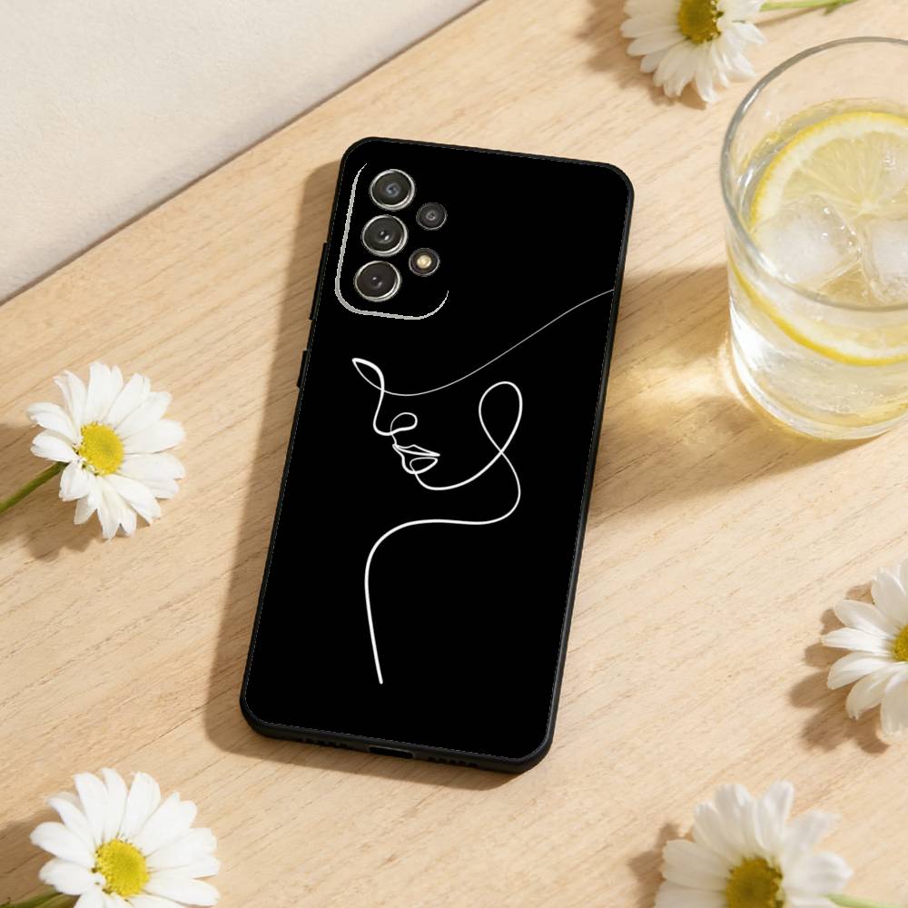 Elegant Line Silhouettes Phone Case For Samsung S26,S25,S24,S21,S22,S23,S30,Ultra,S20,Plus,Soft Black Shell