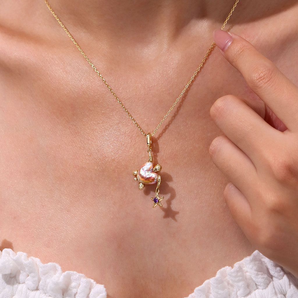 Ocean Natural Pearl Series Pendant Cute Pearl Fish Zircon Pendant Necklace