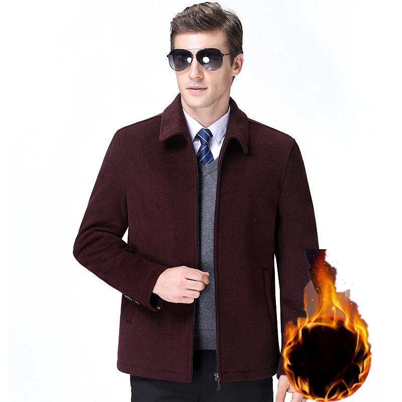 

Новые осенние и зимние шерстяные куртки для мужчин среднего и пожилого возраста, повседневные куртки с лацканами и бархатом, шерстяные пальто для папы 195