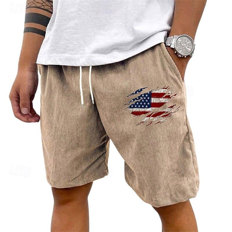 Men s Shorts Summer Shorts Casual Shorts Corduroy Shorts Pocket Elastic Waist Drawstring 2XL