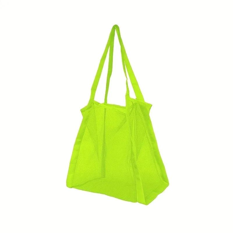 Multicolor Swimming Large Mesh Beach Bag, Sand-Away Portable Tote, Breathable Foldable Storage For Toys Outdoor Mesh Handbag