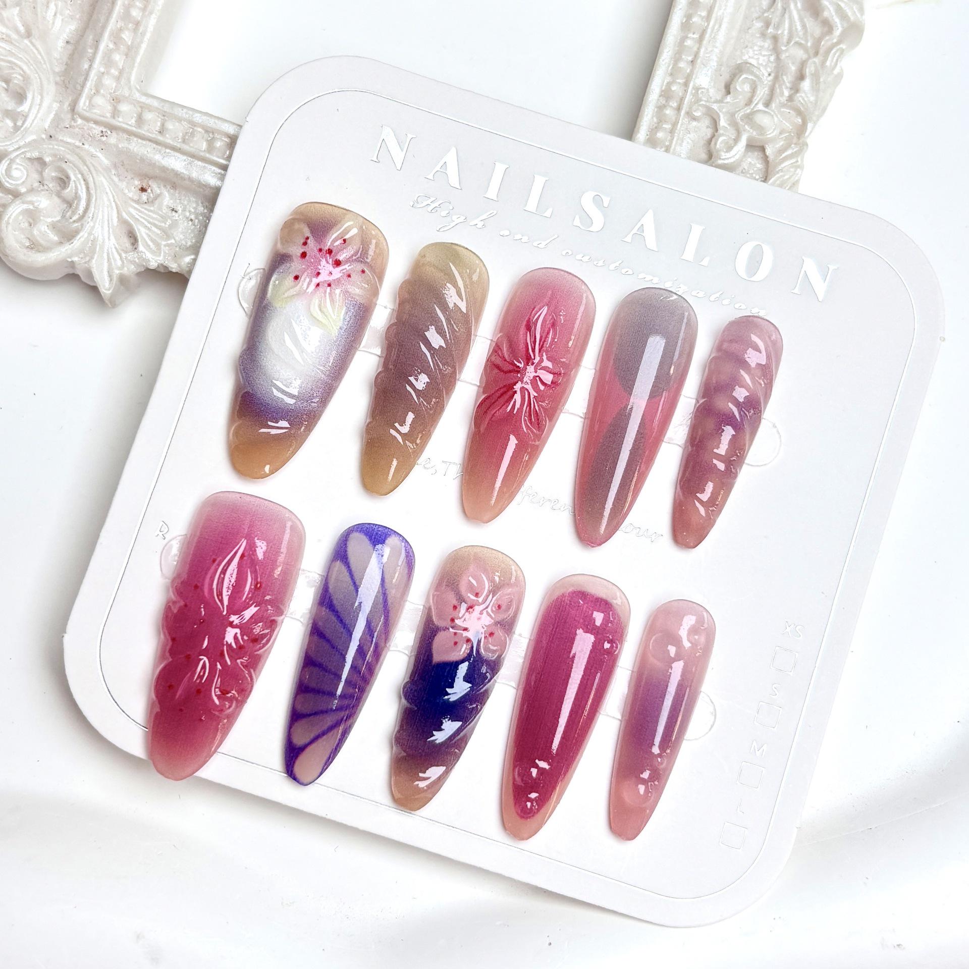 

Hana 3D Градиентный Длинный Нейл-арт - Элегантный Европейский и Американский Стиль