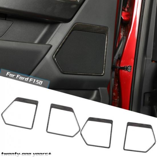 Black Wood Grain Door Speaker Cover Trim Frame For Ford F150 -22 Accessories