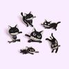 Playful Black Cat Brooch with Knife Design – Unique Animal Accessory