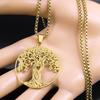 Aesthetic Tree of Life Love Heart Necklace for Women Men Stainless Steel Gold Color Lucky Amulet Chain Jewelry Necklace