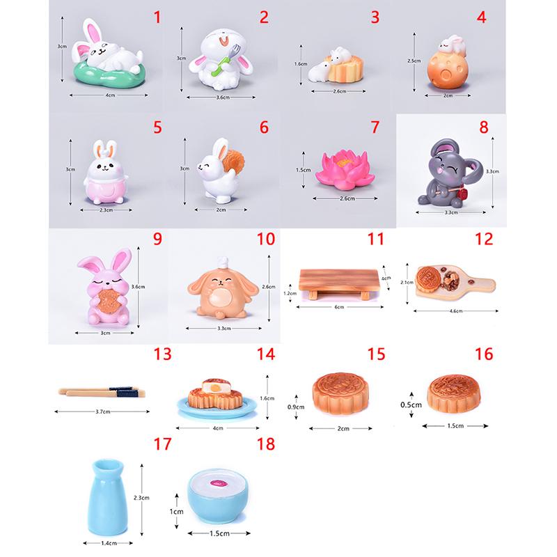 Micro Landscape Small Ornaments Resin Crafts Moon Cakes Rabbit Mid-Autumn Festival Decoration