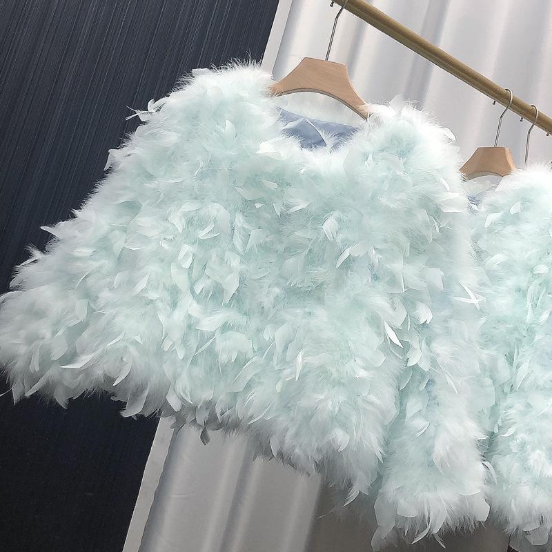 

Ostrich fur jacket encrypted cotton turkey fur short top autumn and winter thickened fluff XXL