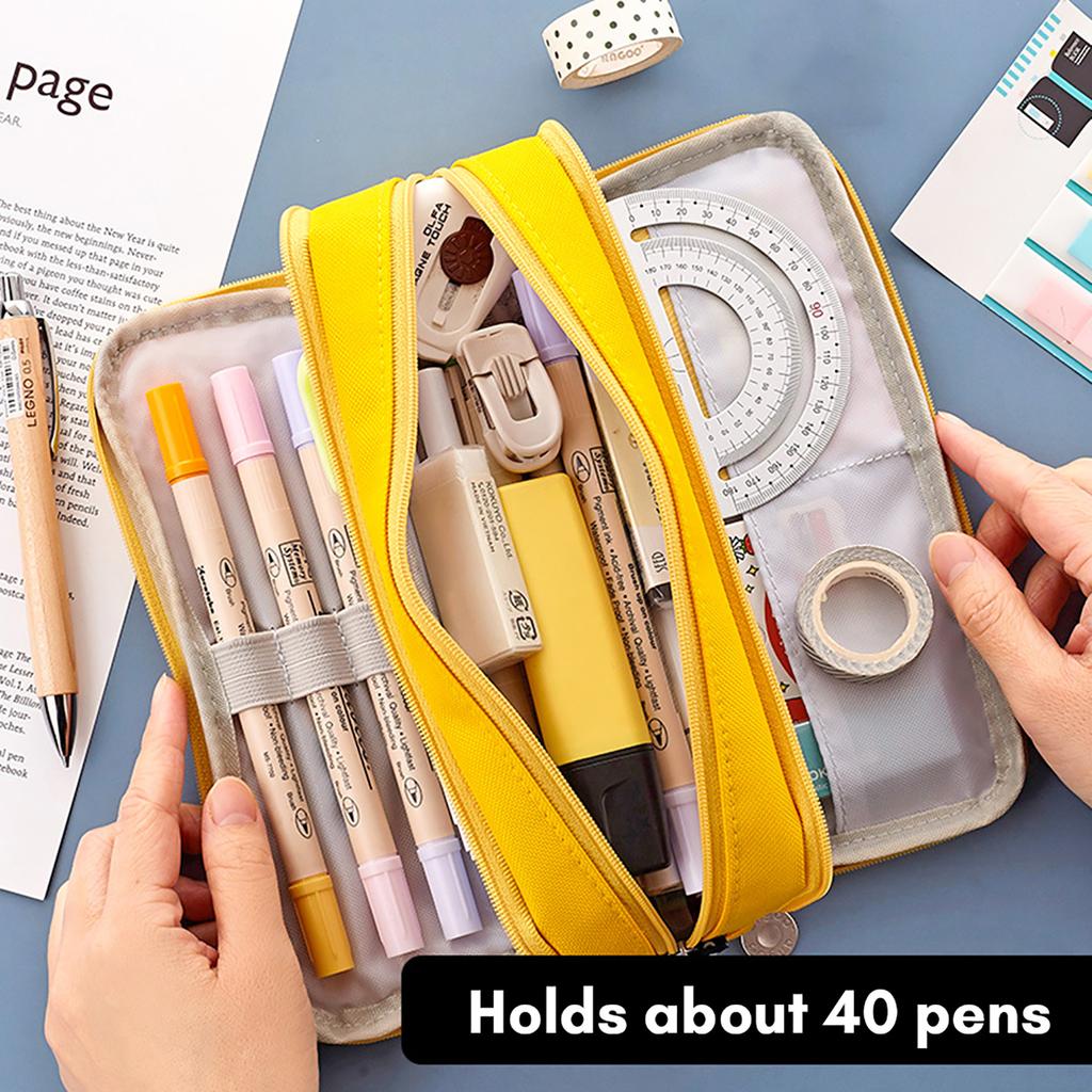 Pencil Case Large Capacity Pencil Pouch Box Stationery Zipper Pocket for School Home Storage Multilayer Pocket Office