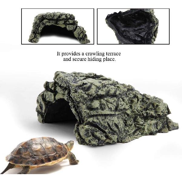Weiyirot Fish Hiding Cave, Turtle Hiding Resin Cave, Aquarium Turtle Reptile Basking Hide House Habitat Shelter Decoration Ornament for Aquarium,
