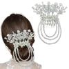 TEMPERIA (1pc) Hair Accessories For Women's & Girls - Stylish Artificial Flowers & Crystal Pearls Bun Juda Bridal Brooch for Hairstyle & Decoration