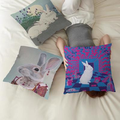 Umělecký polštář s králíkem Dárek Dekorace pro domácí kancelář Ložnice Potah na polštář pro pohovku v autě Pouzdro 45x45