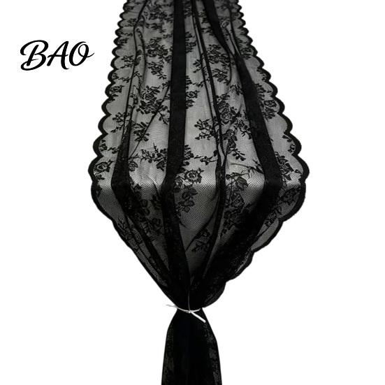 Long Lace Table Runner French Runner, Black & White Vintage for Coffee Table, Shoe Cabinet, Dining Rectangular Decorative Tablecloth Home Fine Crochet