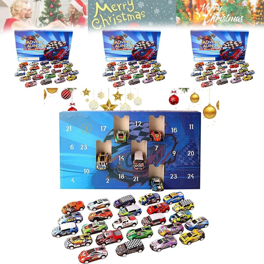 Advent Calendar Countdown Toy Cars Set For Kids Featuring 24 Unique Collectible Designs