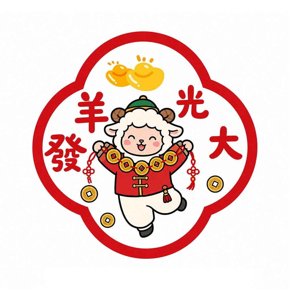 Blessing Words Good Luck Window Sticker Waterproof Lamb Sheep Door Stickers  Chinese New Year