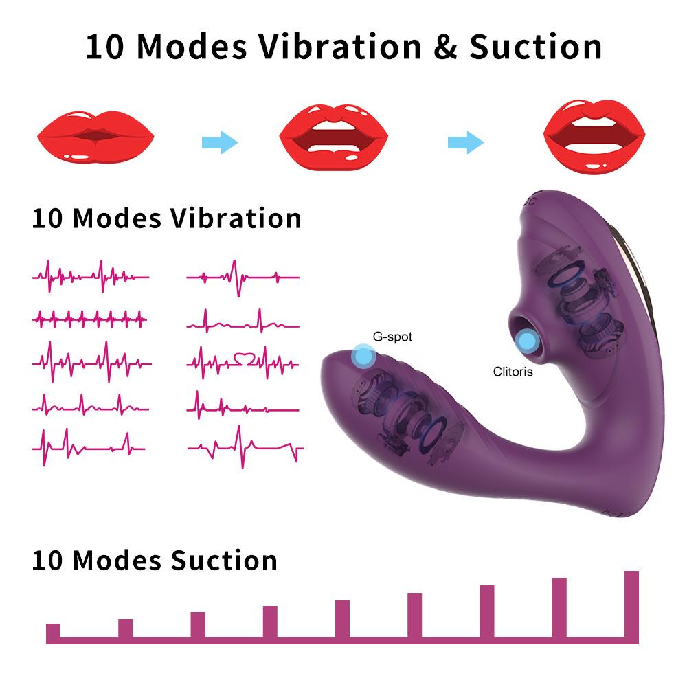 Suction Vibrator for Women Waterproof Strong Vibration Sex Toy Silicone Adult Toy Button Control Purple Pink