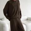 European & American Women's Knit Pajama Set: 2025 Autumn/Winter Loose Round Neck Long Sleeve Top & Pants